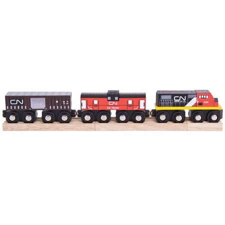 Rail Caboose - Canadian National Train - Other Major Wooden Rail Brands are Compatible, This smart engine features a caboose & a goods wagon. By Bigjigs Rail