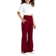 thumbnail image 3 of Pantalones de yoga de longitud completa para niños, de color sólido, con cintura elástica, con bolsillos y elásticos, de poliéster para adultos., 3 of 7