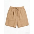 thumbnail image 4 of Axiiglly Casual Shorts for Women Elastic Waist Drawstring Shorts with Button Plus Size Solid Color Summer Holiday Outdoor Shorts, 4 of 6