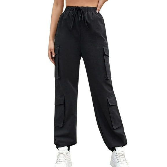 Sngxgn Wide Leg Pants for Women Pants with Pockets High Waist Work Business Casual Sweatpants(Black,M)