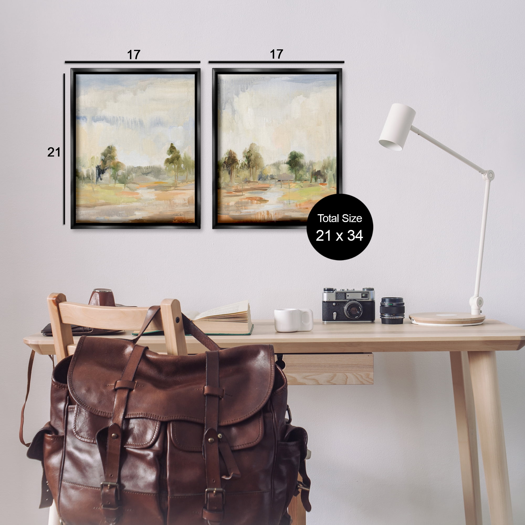 Stupell Industries Summer Rainstorm in the Woods Landscape & Nature Painting Black Floater Framed Canvas Art Print Wall Art, 17 x 21, Set of 2