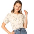 thumbnail image 1 of INSPIRE CHIC Blusa con cuello plisado y mangas abullonadas florales para mujer Beige L, 1 of 6
