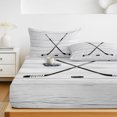 thumbnail image 6 of Full Size Fitted Sheet Set - Ice Hockey 3 Piece Bedding Sets 16" Deep Pocket Fitted Sheet with 2 Pillowcases Farmhouse Rustic Ball Sport Game Wooden Grain Brushed Microfiber Hotel Luxury Bed Sheets, 6 of 9