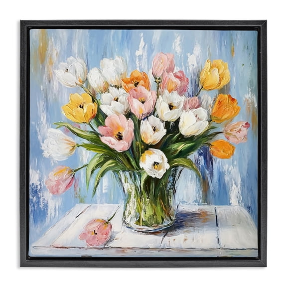 Stupell Industries Her Cottage Garden Tulips Black Framed Floater Canvas Wall Art, design by Tina LeCour