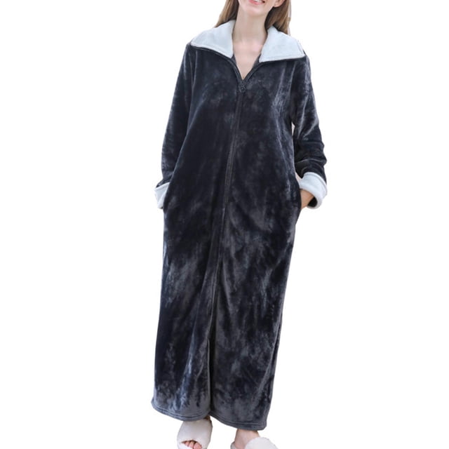 GUOOL Wearable Blanket Sweatshirt Homewear Winter Loungewear Zipper Lounger Robe Women