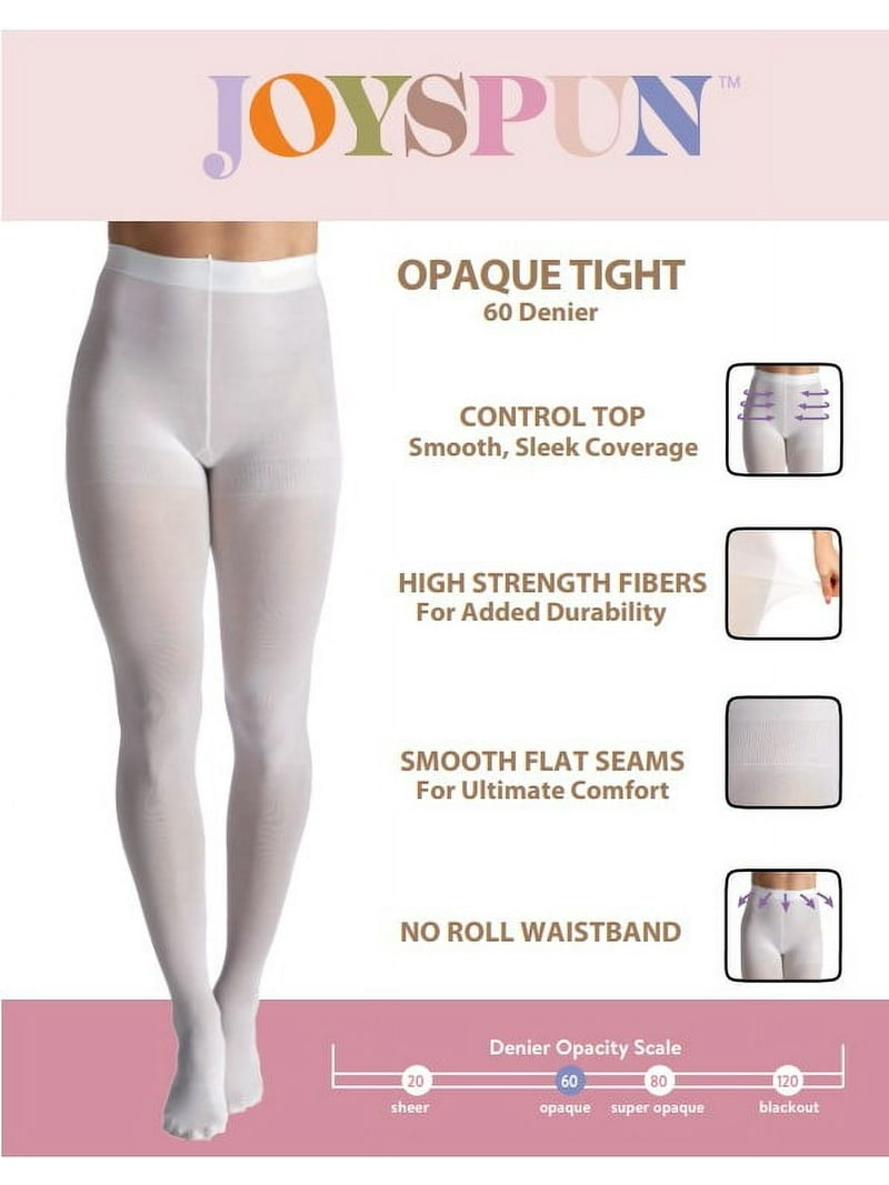 Joyspun Women's Opaque Control Top Tights, 2-Pack, Sizes S Joyspun Women's Opaque Control Top Tights, 2-Pack, Sizes S
