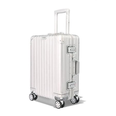 Gliderra All Aluminum Carry on Luggage 20 inch Lightweight Durable Suitcase Silver