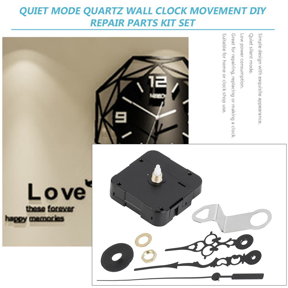 1 Set Quiet Silent Mode Quartz Wall Clock Movement Mechanism Black Hands DIY Repair Parts Kit Set Accessory