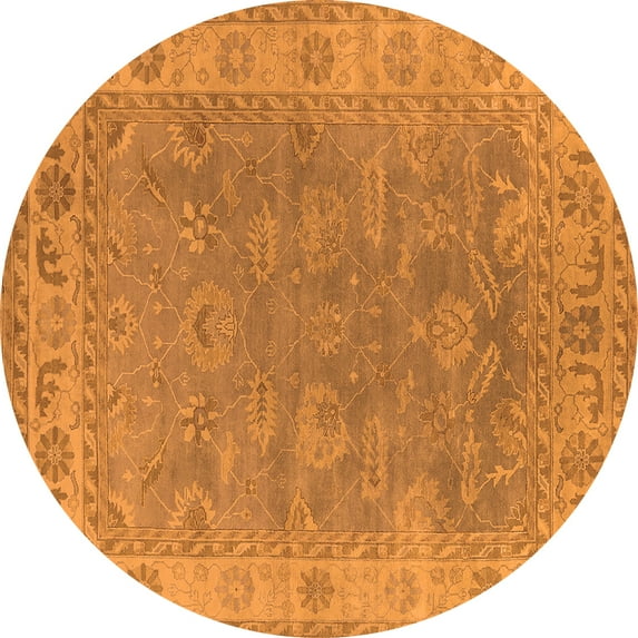 Ahgly Company Indoor Round Oriental Orange Industrial Area Rugs, 7' Round