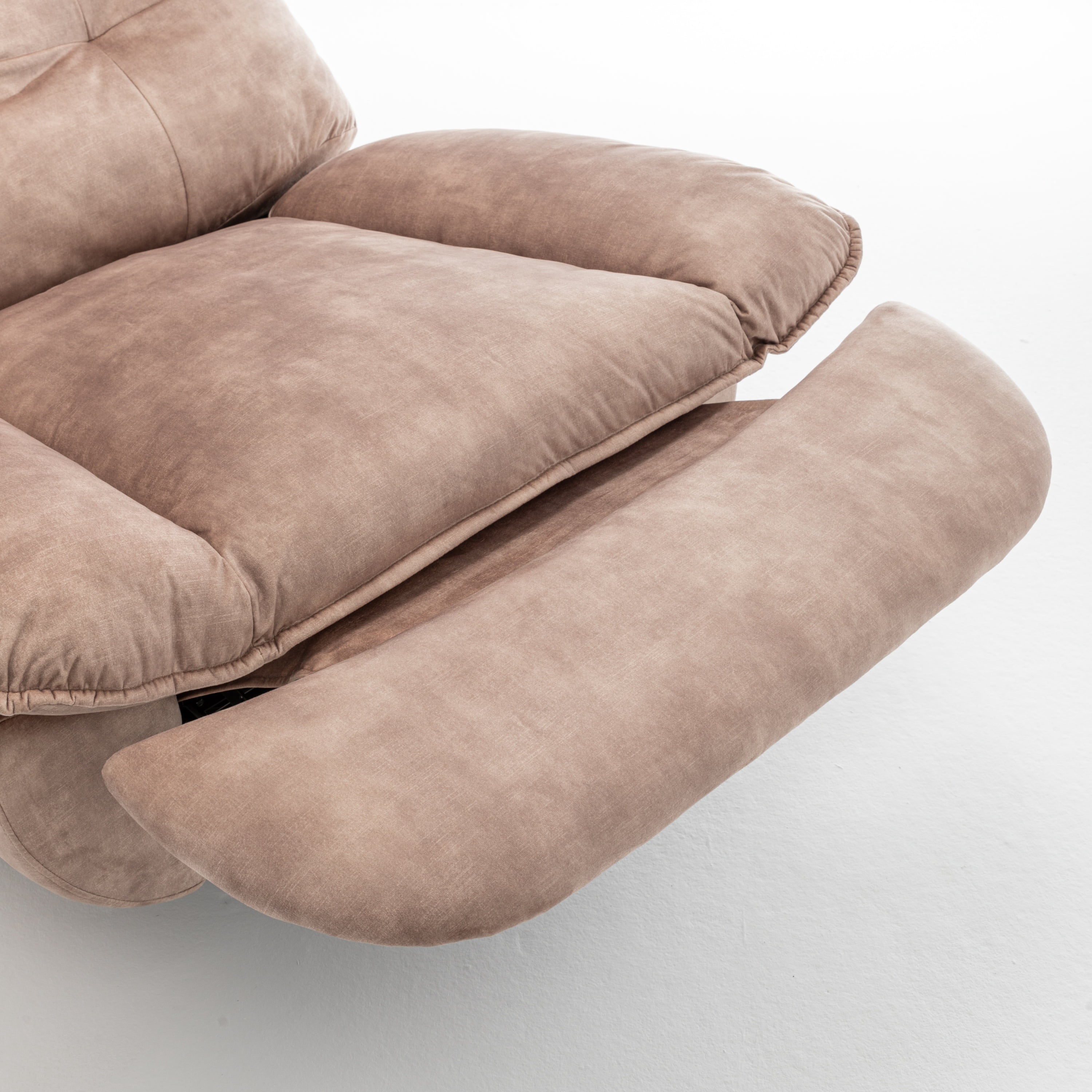 Aukfa Swivel Gliding Recliner Chair, Rocking Chair Lazy Chair W/ Mobile Phone Holder,Velvet,Light Brown