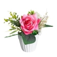 thumbnail image 1 of Ramo de rosas artificiales Flores artificiales Adorno en maceta Centro de mesa Seda Rosa roja, 1 of 9