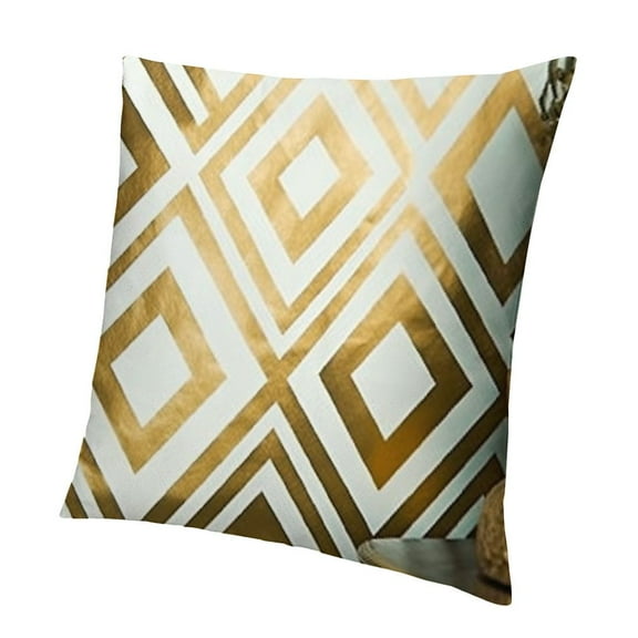 White and Gold Throw Pillow Covers Geometric Pillow Cases Square Decorative Cushion Covers for Sofa Couch Outdoor