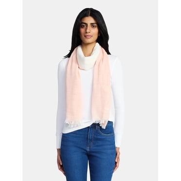 Time and Tru Women's Ombre Colorblock Scarf, Coral