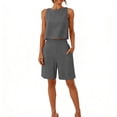 thumbnail image 2 of TEAJOPSUU Summer Sets for Women Sleeveless Tank Top and Casual Loose Pocket Shorts 2 Piece Sets A-Gray, 2 of 6
