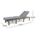 thumbnail image 2 of Outdoor Acacia Wood Chaise Lounge with Cushion, Grey,Dark Grey, 2 of 9