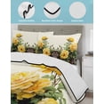 thumbnail image 4 of Quilts Twin-XL Size Bedding Set, Spring Floral Lightweight Quilted Comforter, Yellow Roses Leaves Country Botanical Farmhouse Soft Bedspread Coverlet with Pillow Covers for All Season, 68" x 98", 4 of 7