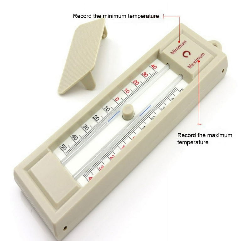 Bon Tool Small Plastic Min-Max Mercury Free Thermometer - Silver, Dual  Scale Celsius & Fahrenheit, High & Low Readings