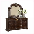thumbnail image 2 of 5-Piece King Bedroom Set, Traditional Acacia Wood Walnut Brown | Button Tufted Headboard | Marble Tops | Wood | Standard Beds, 2 of 9