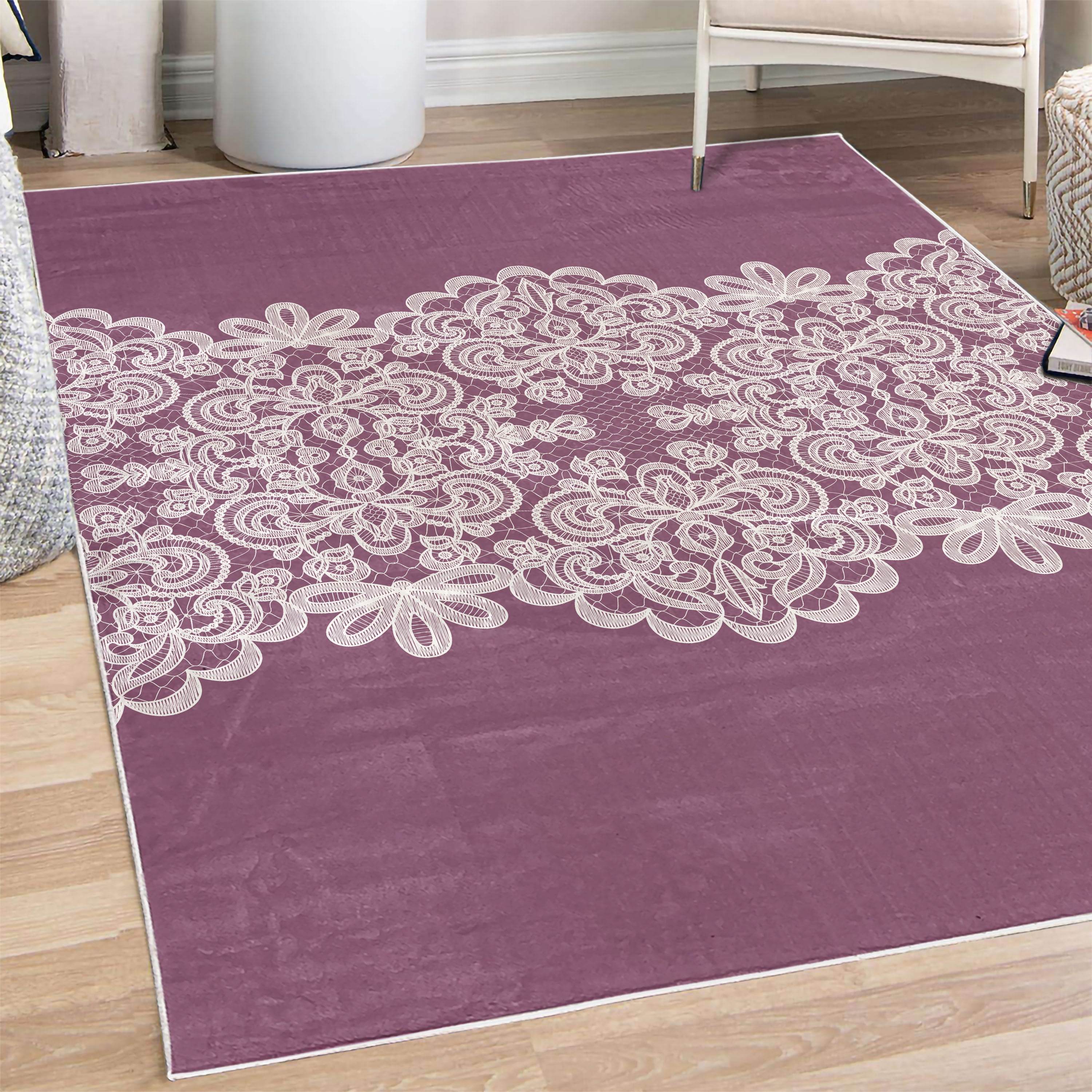 Translucent Lace Rugs Lace Decorative Rug, Needlework Ornamental Style Vintage Wedding Bridal ...