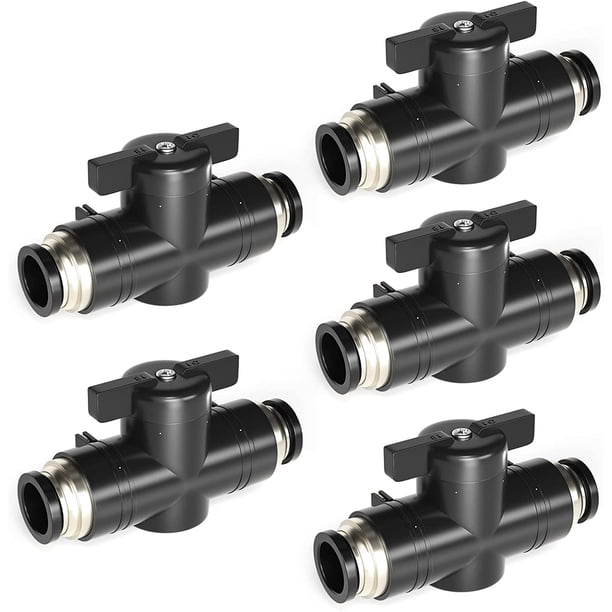 5 uds válvula de bola neumática OD de 10mm, empuje para conectar los accesorios de la válvula de control (conectores BUC10)