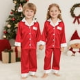 thumbnail image 4 of Jsaierl Family Matching Pajamas Sets Silk Satin Button Down Long Sleeve Sleepwear Nightwear 2 Pcs Pj Set Plus Size Xmas Themed Costumes, 4 of 5