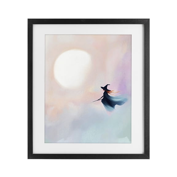 Stupell Industries Witch Flying at Sunset Black Framed Print Under Glass, design by The Prints Vibe
