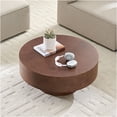 thumbnail image 5 of JERFIT 31.5 Inch Round Modern Coffee Table for Small Spaces, Walnut Faux Burl Wood Pedestal End Table for Living Room, Apartment, 5 of 10