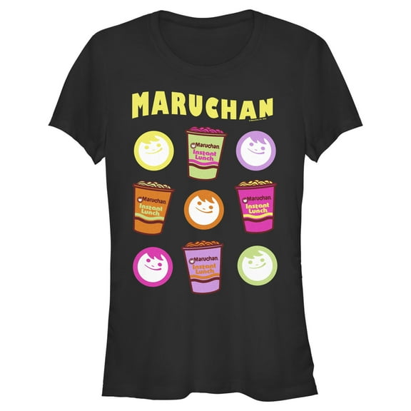 Junior's Maruchan Neon Logos  Graphic Tee Black Large