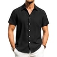 thumbnail image 5 of Hearthz Shirts for Men Short Sleeve Regular Fit Casual Button Down Shirt Summer Beach Holiday Shirt with Pocket (Black,XL), 5 of 7