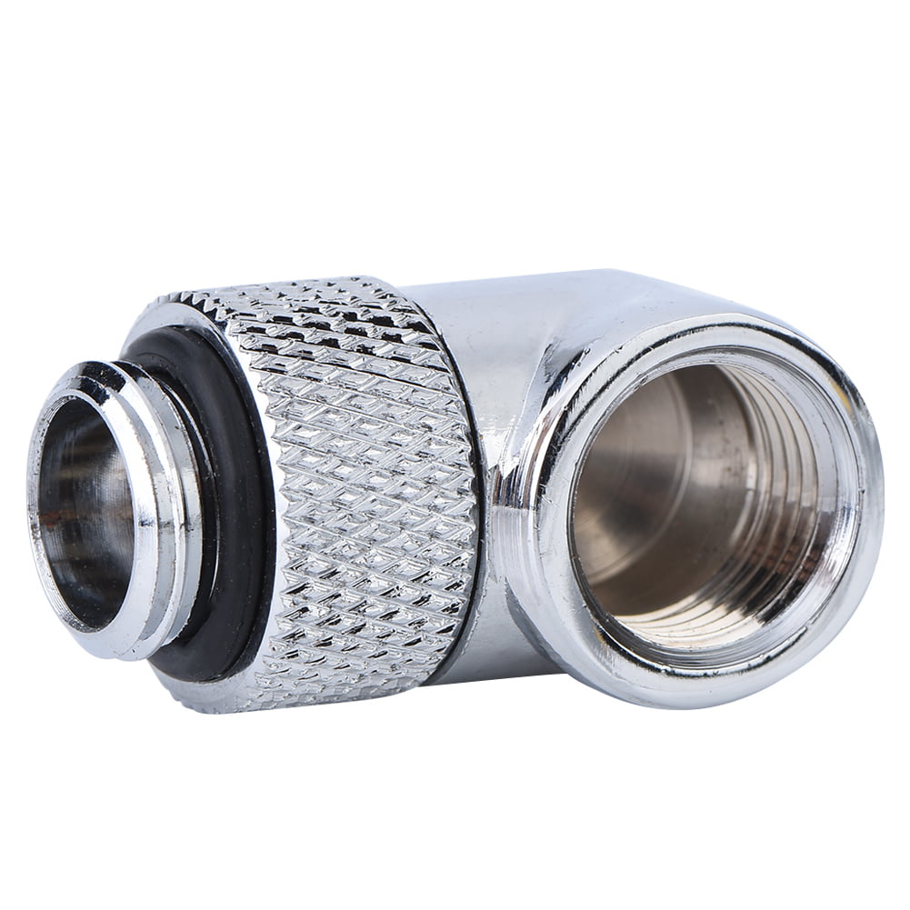 Water Pumps 90 Degree Tube Fitting G1/4 Thread 90 Degree Elbow 360 Degree Rotatable Connector PC Water Cooling Fitting for Water Blocks Silver Radiators 
