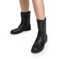 thumbnail image 5 of DREAM PAIRS Women’s Mid-Calf Combat Boots, Lace-Up Military Style Boots with Side Zipper, Faux Leather Round Toe Fall Winter Booties, 5 of 6