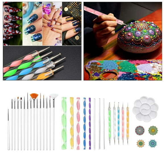 33PCS Dotting Tools Set con pntil de / Herramientas de punteado / Pinceles / Bandeja de pintura para , cerámica, pintura, r Macarena Bolígrafos de puntos Mandala