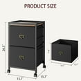 thumbnail image 2 of 2 Drawer File Cabinet, Mobile Filing Cabinet for Home Office Fits A4 or Letter Size, Fabric Vertical File Cabinet with Wheels, Home Office Small Under Desk Storage Cabinet, Rustic Black, 2 of 7