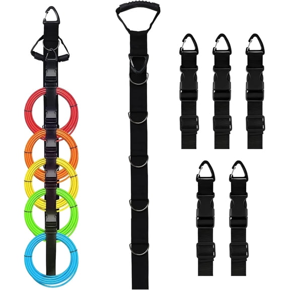 [Aflybltol] Multi-Loop Extension Cord Organizer Hanger with 5 Adjustable Straps | Heavy Duty Garage Storage System with Handle Hold & 5 D-Rings 1 Pack