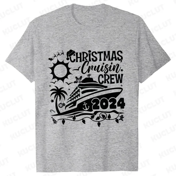 Camisetas navideñas Cruisin Crew 2024 para mujer, ropa Unisex a juego para la familia, camisetas de fiesta de viaje navideñas a la moda, camisetas Harajuku
