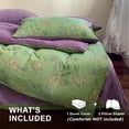 thumbnail image 2 of Green Flower Duvet Cover Set Twin, 3Pcs Yarn-Dyed Linen Cotton Jacquard Duvet Cover with 2 Pillowcases Garden Style Green  Bedding Set for Girls Women Without Comforter, 2 of 8