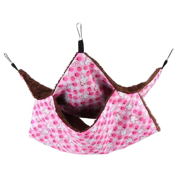 Saco de dormir colgante para mascotas, cama colgante para mascotas de doble capa con conejo rosa, nido colgante para mascotas construido para el futuro Jadeshay A