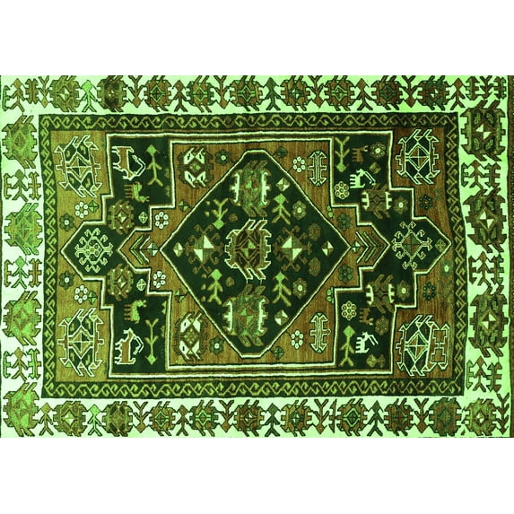 Ahgly Company Indoor Rectangle Persian Green Traditional Area Rugs, 8' x 12'