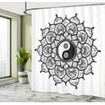 thumbnail image 5 of Ambesonne Peace Shower Curtain, Retro Floral Art, 69"Wx70"L, Black White, 5 of 5