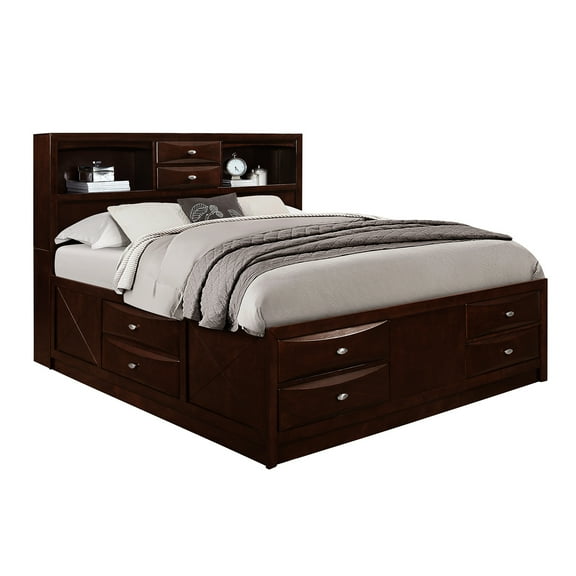 Bookcase Headboard Queen Bed With 6 Storage Drawers In Look No Box Spring And Units