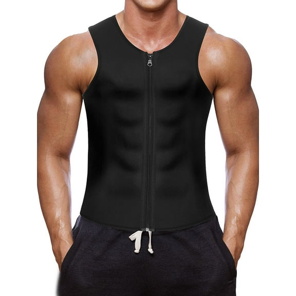 Men's Waist Trainer Vest Hot Neoprene Corset Body Shaper Zipper Sauna Suit