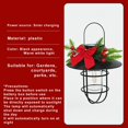 thumbnail image 6 of 2PCS Solar Holiday Lantern with Festive Decor - Black Garden Lighting, Pine Cone Berry Bow Accent, Auto On/Off, Plastic+Iron, 19.5cm/7.68 Inch Tall for Patio, 6 of 6