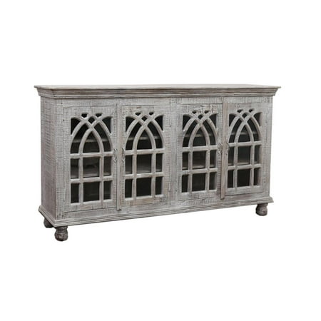 Coast To Coast 34700 Four Door Media Credenza in Cathedral White Wash