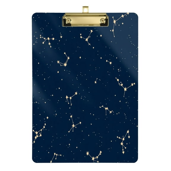 Starry Sky 12.5x9in Clipboard, Durable Acrylic with Metal Clip and Wall Hook for Office or Classroom