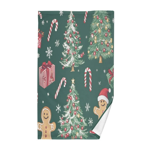 Yayeee 100% Cotton Hand Towels for Bathroom 16" x 28" Kitchen Towel, Red Christmas Gingerbread