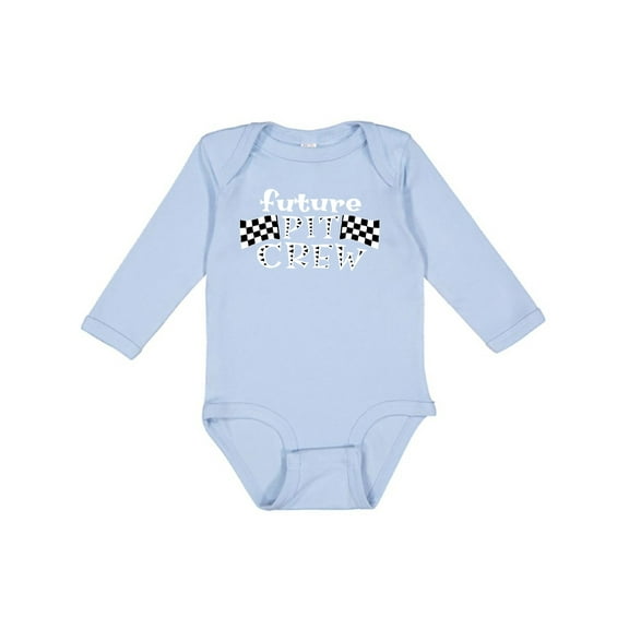 Inktastic Future Pit Crew Racing Flags Boys or Girls Long Sleeve Baby Bodysuit
