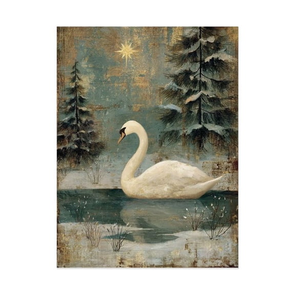 Vintage Swan Winter Holiday Wall Art Poster Size 24''x36'' -Gategoo