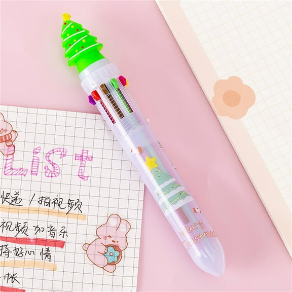 ZZkhGO 10 in 1 Multicolor Ballpoint Pen, Push Button Color Changing Pen, Christmas Gift Writing Tool