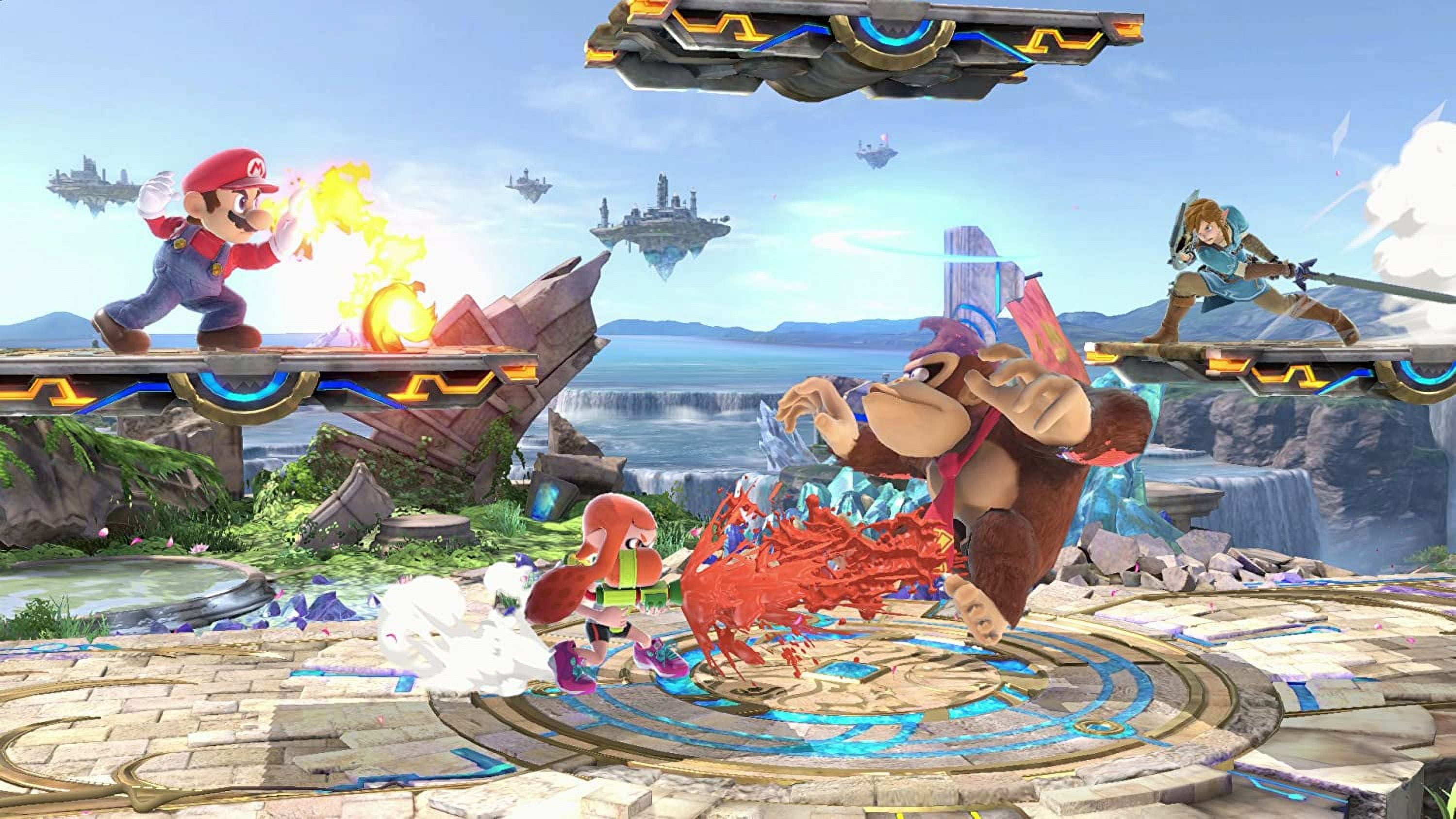 Nintendo Switch White OLED Console with Super Smash Bros: Ultimate, Nintendo $20 eShop Gift Card, MightySkins Console and Controller Skin Voucher, and 1 Year CPS Extended Warranty