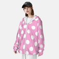 thumbnail image 3 of Balery Pink And White Polka Dot Sudadera ligera de manga larga con capucha y protección solar UPF 50+ para hombre y mujer, ideal para pesca y running-Medium, 3 of 7